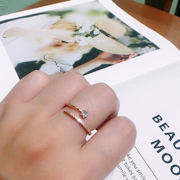 NEW 18K Rose Gold Diamond Star Adjustable Ring - Picture 2 of 11